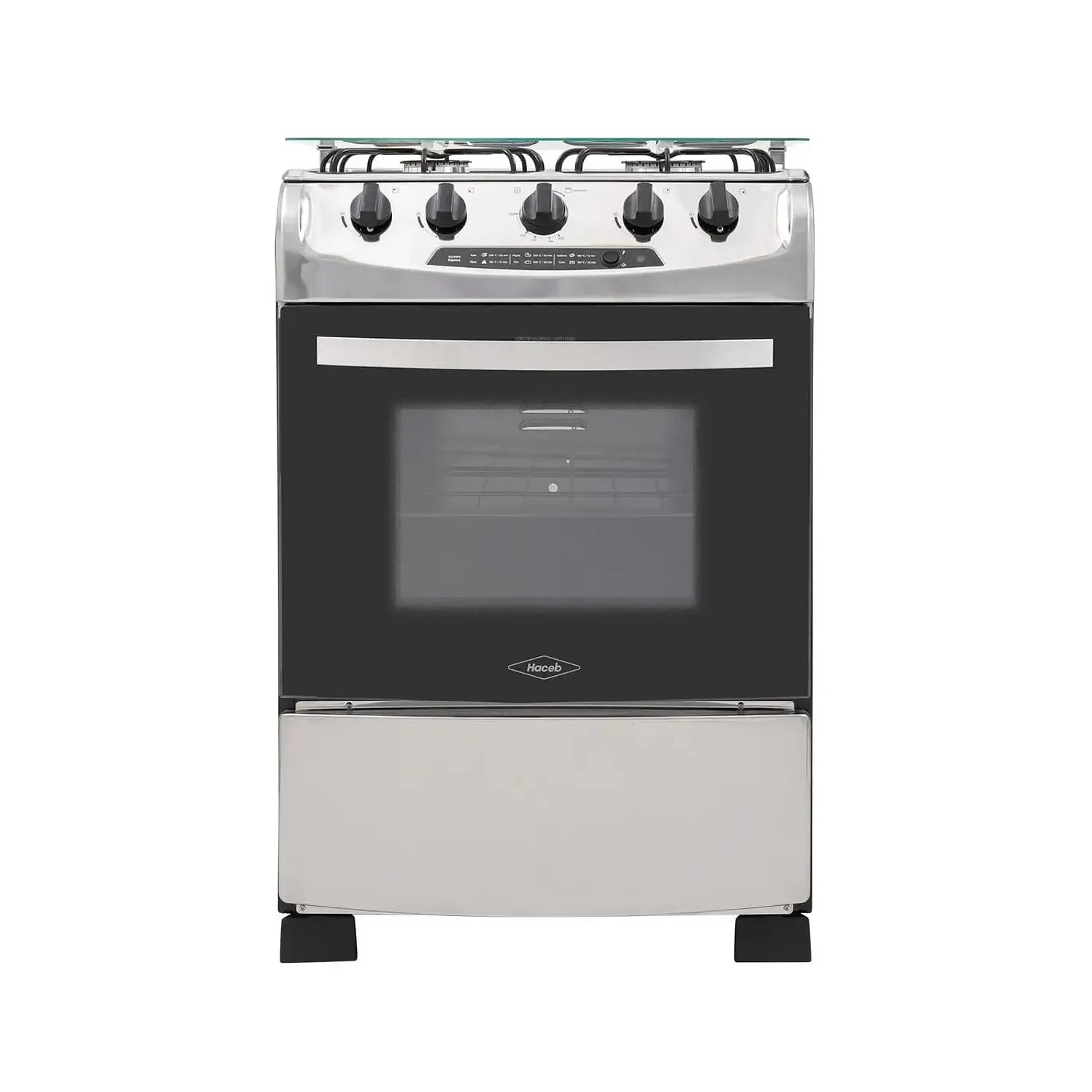 Estufa Piso Haceb 4 Puestos Horno Gas Natural Gris Negro