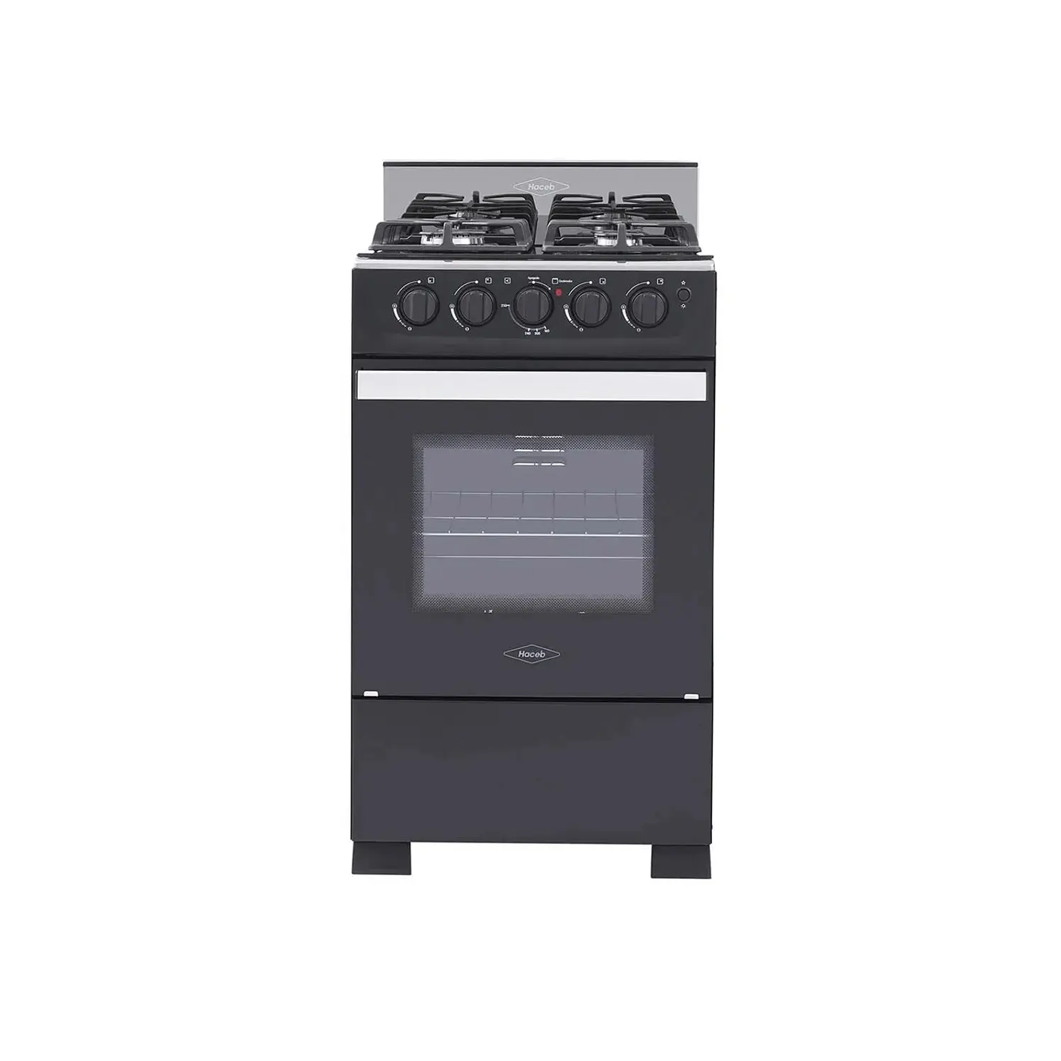 Estufa Piso Haceb 4 Puestos Horno Gas Natural Cristal Negro