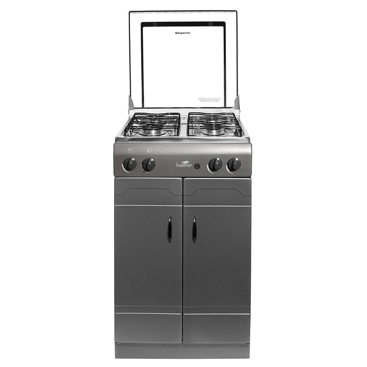 Estufa De Piso Superior 4 Puestos Gas Natural Gris