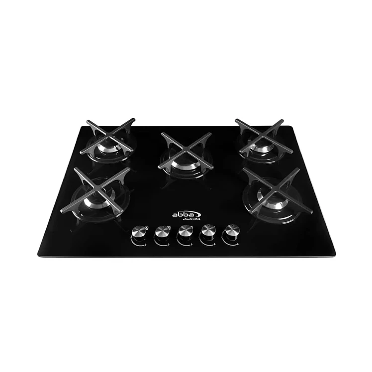 Estufa Empotrar Abba Master 76Cms 5 Gas Natural N Negro