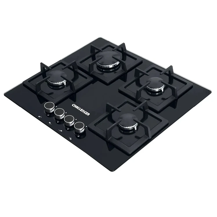 Estufa Empotrar Challenger 60Cms 4 Puestos Gas Natural Negro