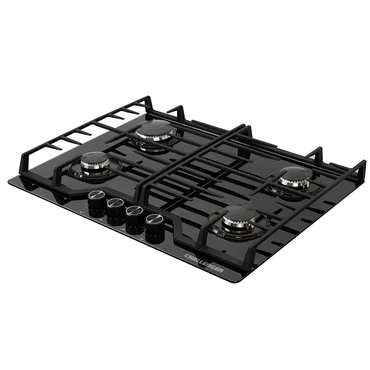 Estufa Empotrar Challenger 65Cms 4 Puestos Gas Natural Negro