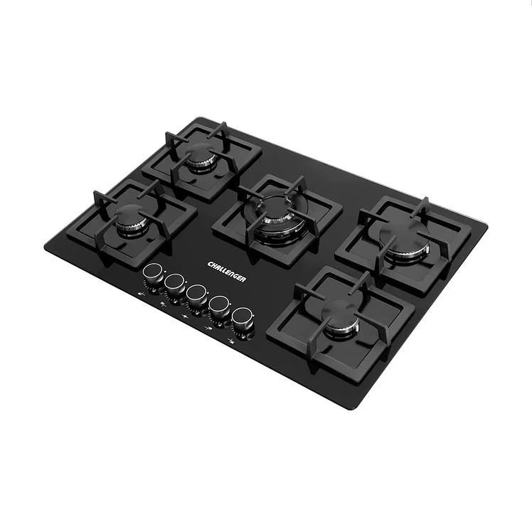 Estufa Empotrar Challenger 76 Cm 5 Puestos Gas Natural Negro