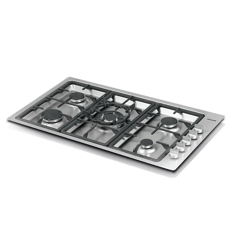 Estufa Empotrar Challenger 86Cms 5 Gas Natural Plateado