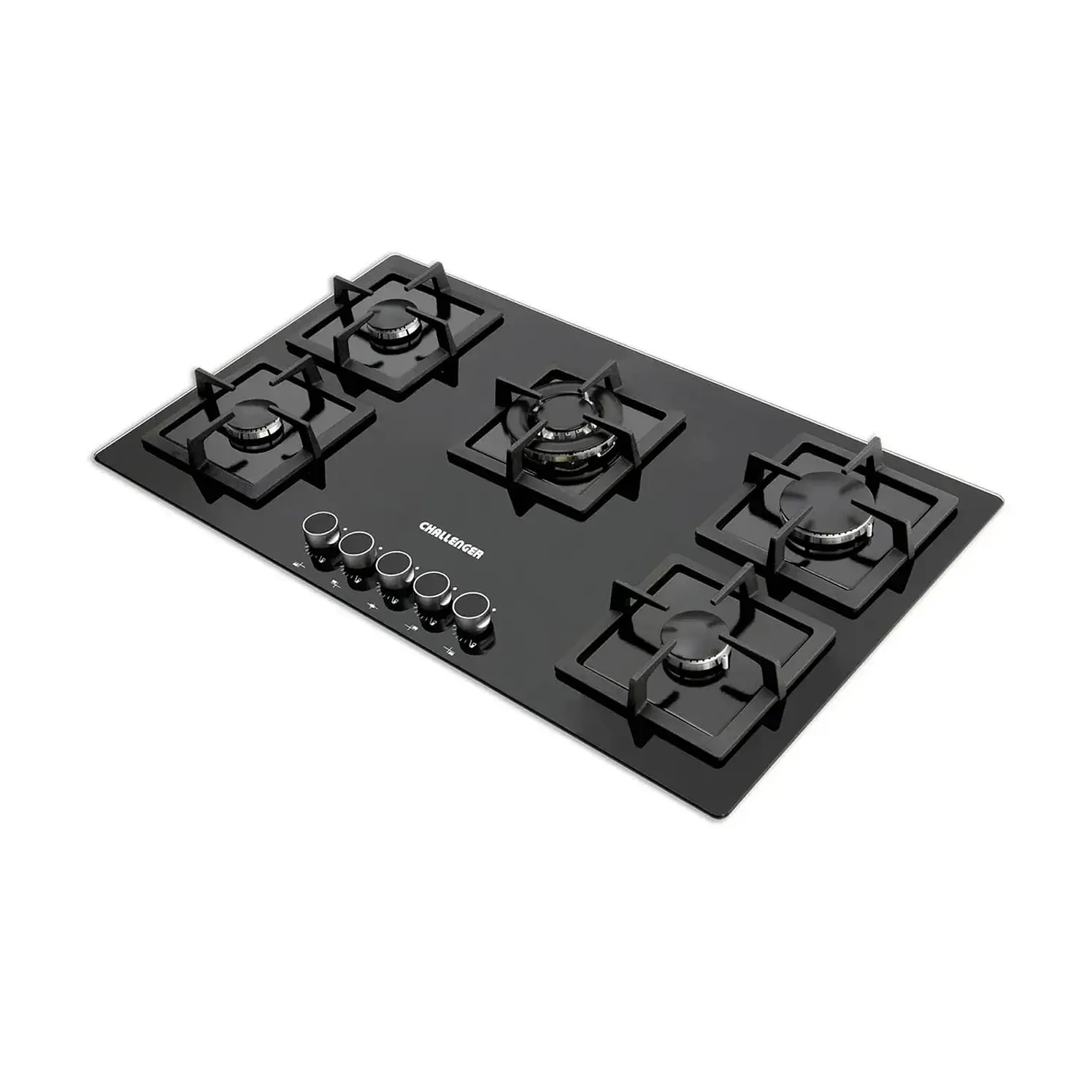 Estufa Empotrar Challenger 91Cms 5 Puestos Gas Natural Negro
