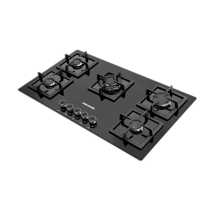Estufa Empotrar Challenger 91Cms 5 Puestos Gas Natural Negro