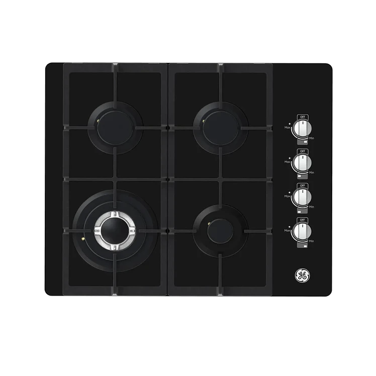 Estufa Empotrar Ge 60 Cms 4 Puestos Gas Natural Vidrio Negro