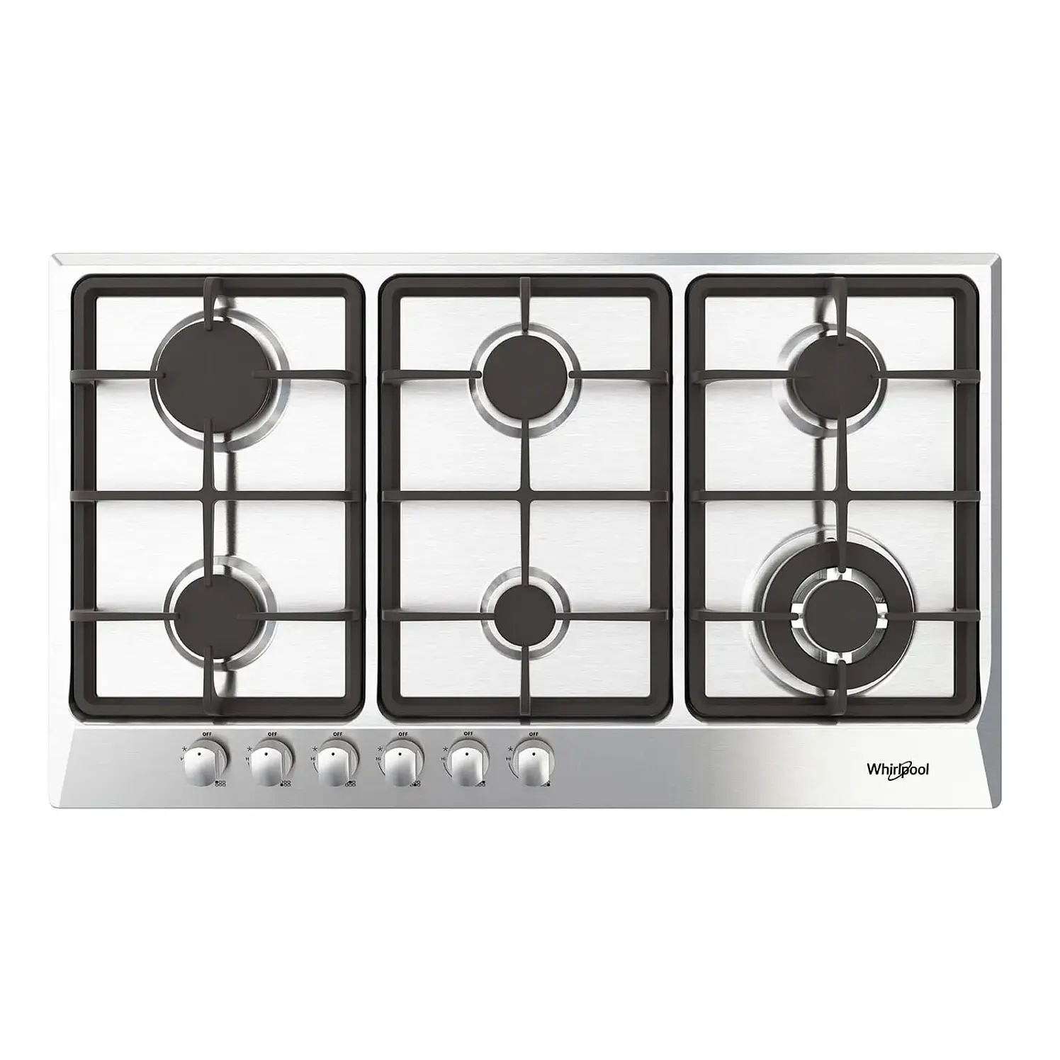 Estufa Empotrar Whirlpool 86Cms 6 Puestos Gas Propano Gris
