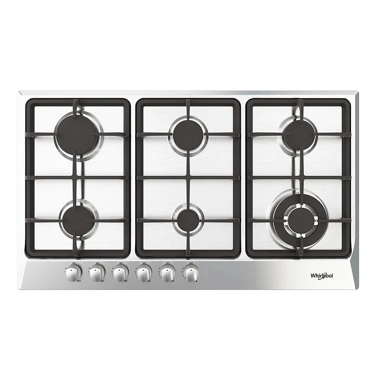 Estufa Empotrar Whirlpool 86Cms 6 Puestos Gas Propano Gris
