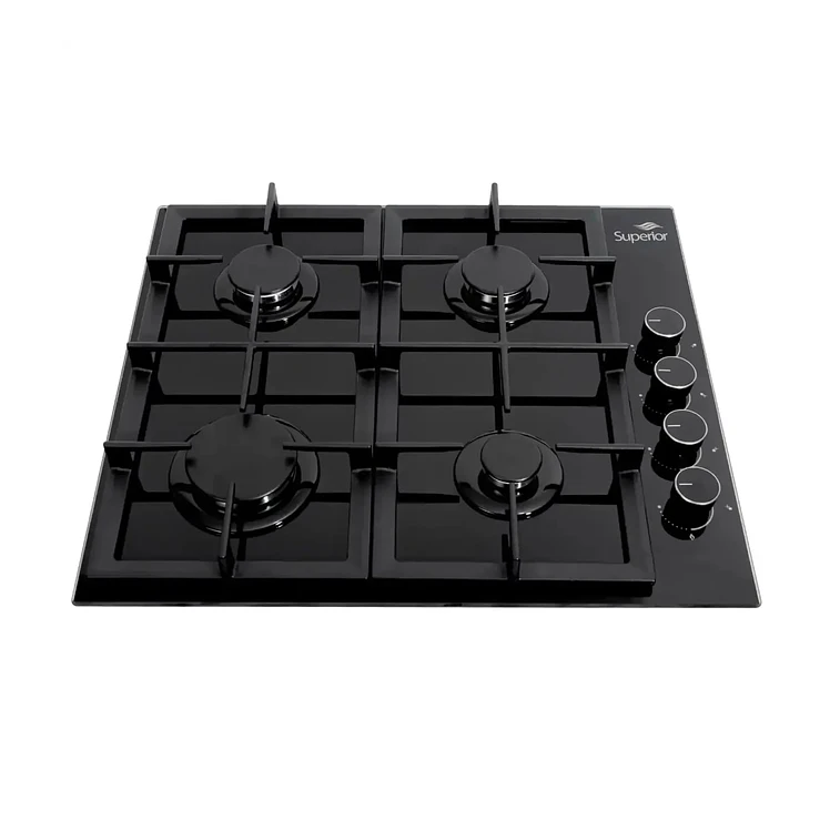 Estufa De Empotrar Superior 61Cm 4 Puestos Gas Natural Negra
