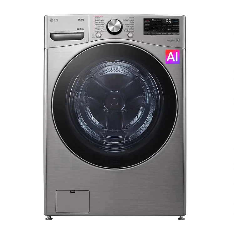 LG Carga Frontal 22 Kg Plateado