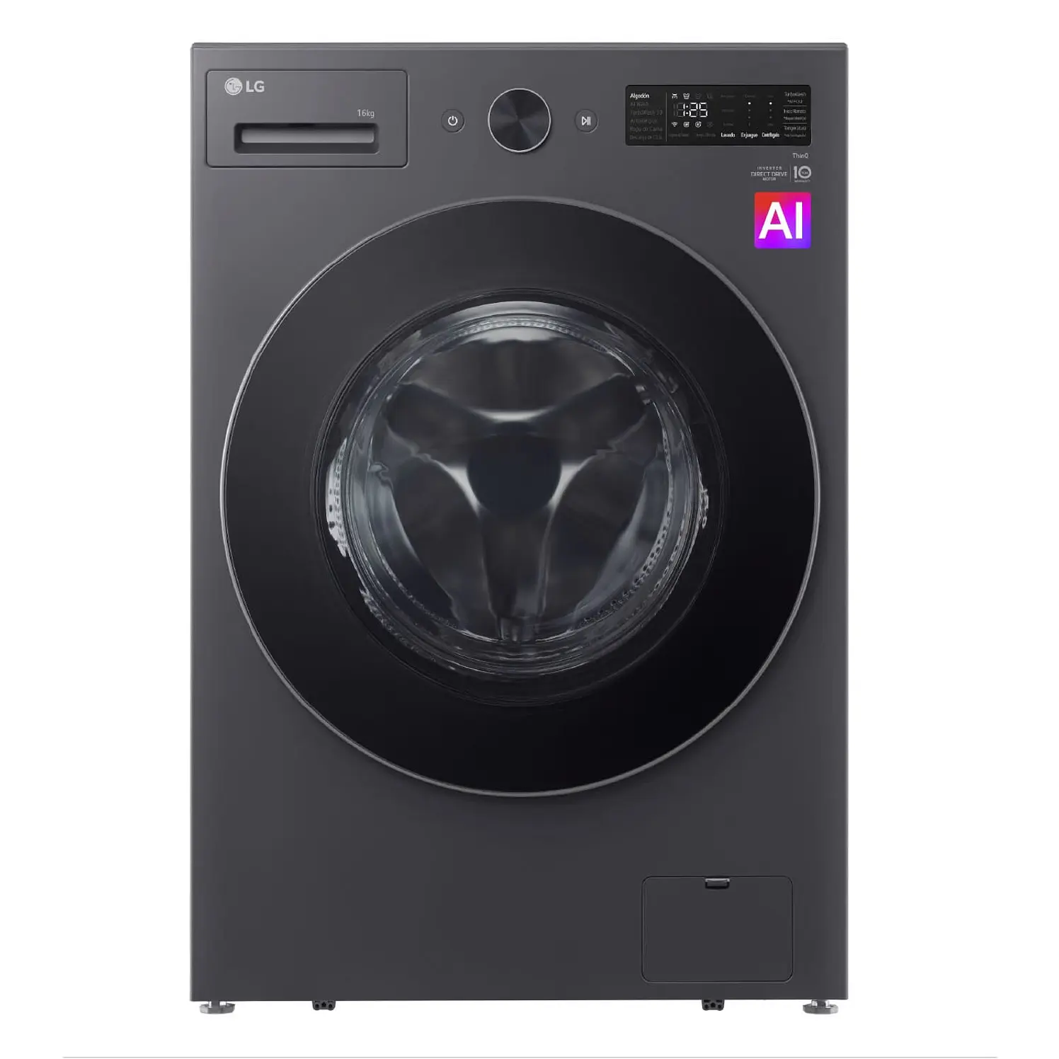 Lavadora LG Carga Frontal 16 Kg Negra