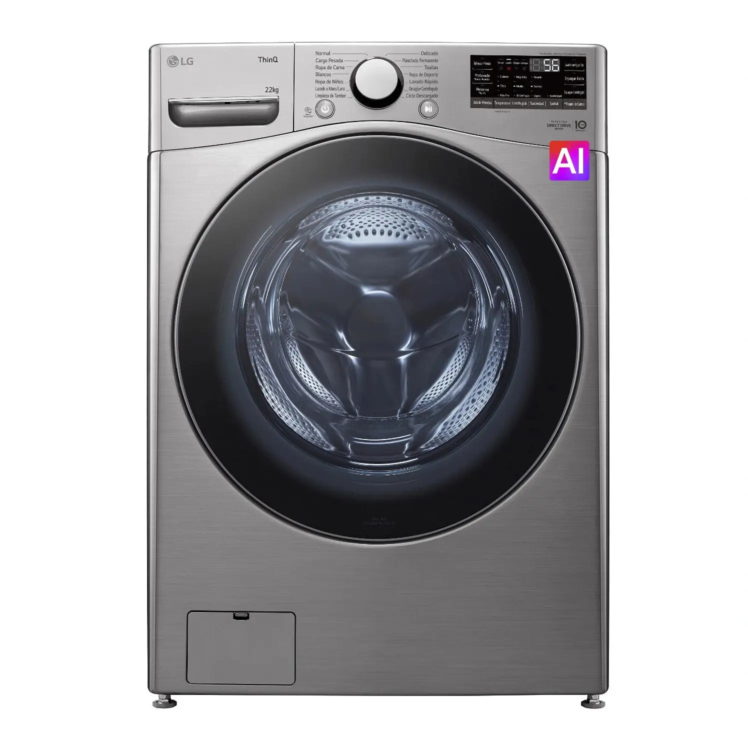 Lavadora LG Carga Frontal 22 Kg Gris