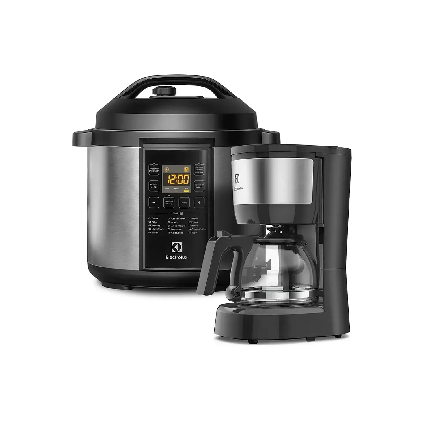 Combo Electrolux Cafetera Ecm10 Negro Presión 6 L Pcc20 Gris