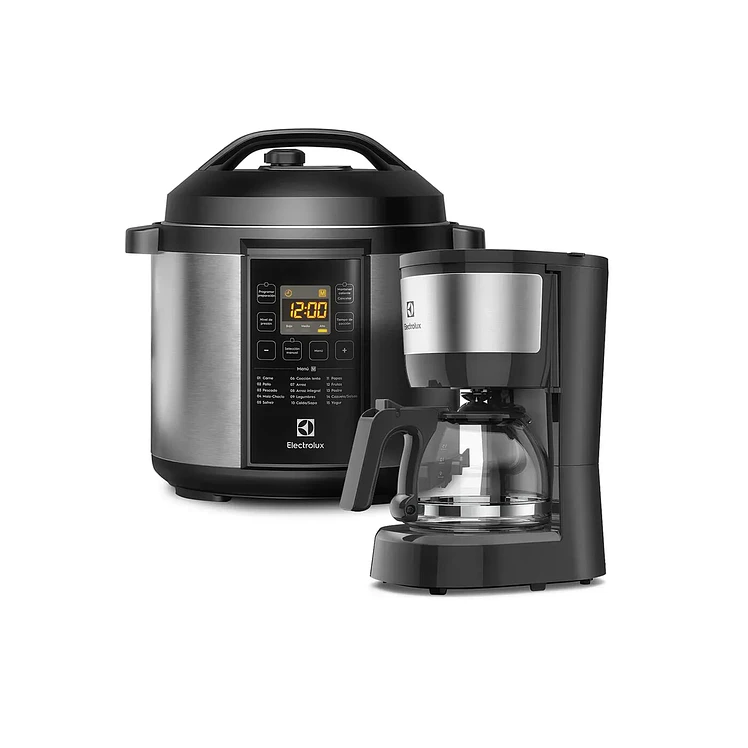Combo Electrolux Cafetera Ecm10 Negro Presión 6 L Pcc20 Gris