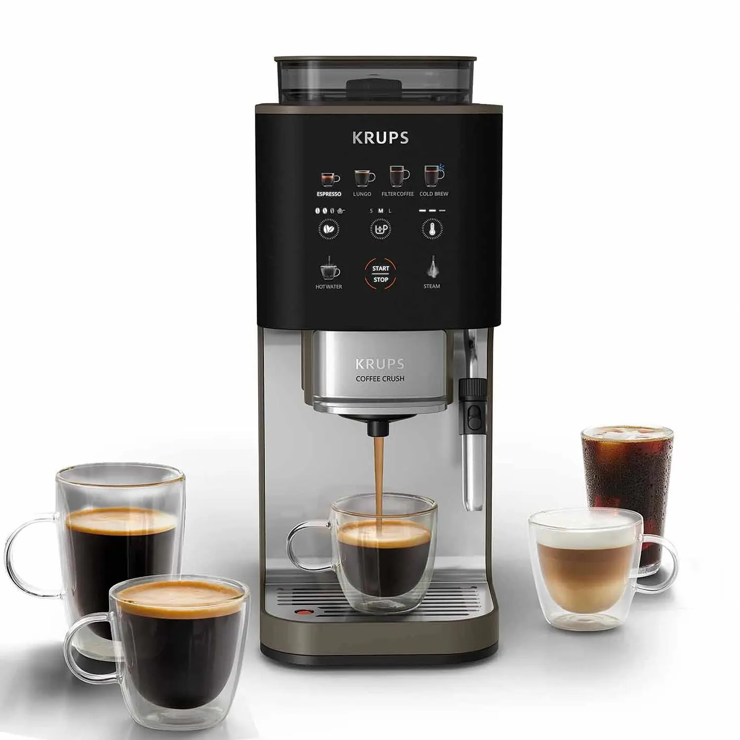 Cafetera Expreso Krups Coffee Crush Brew Espumador Gris