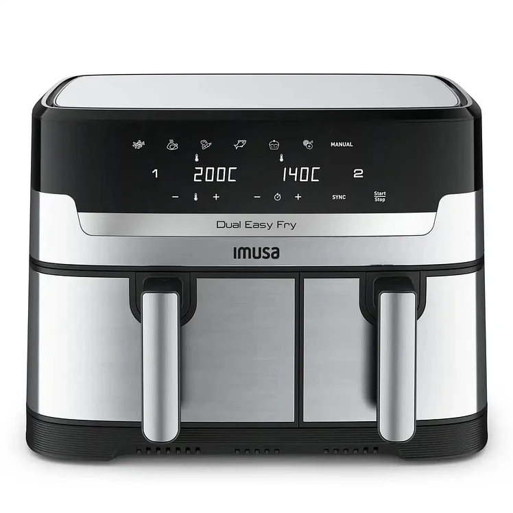 Freidora De Aire Imusa Dual 8,3 L Doble Canasta Plateado