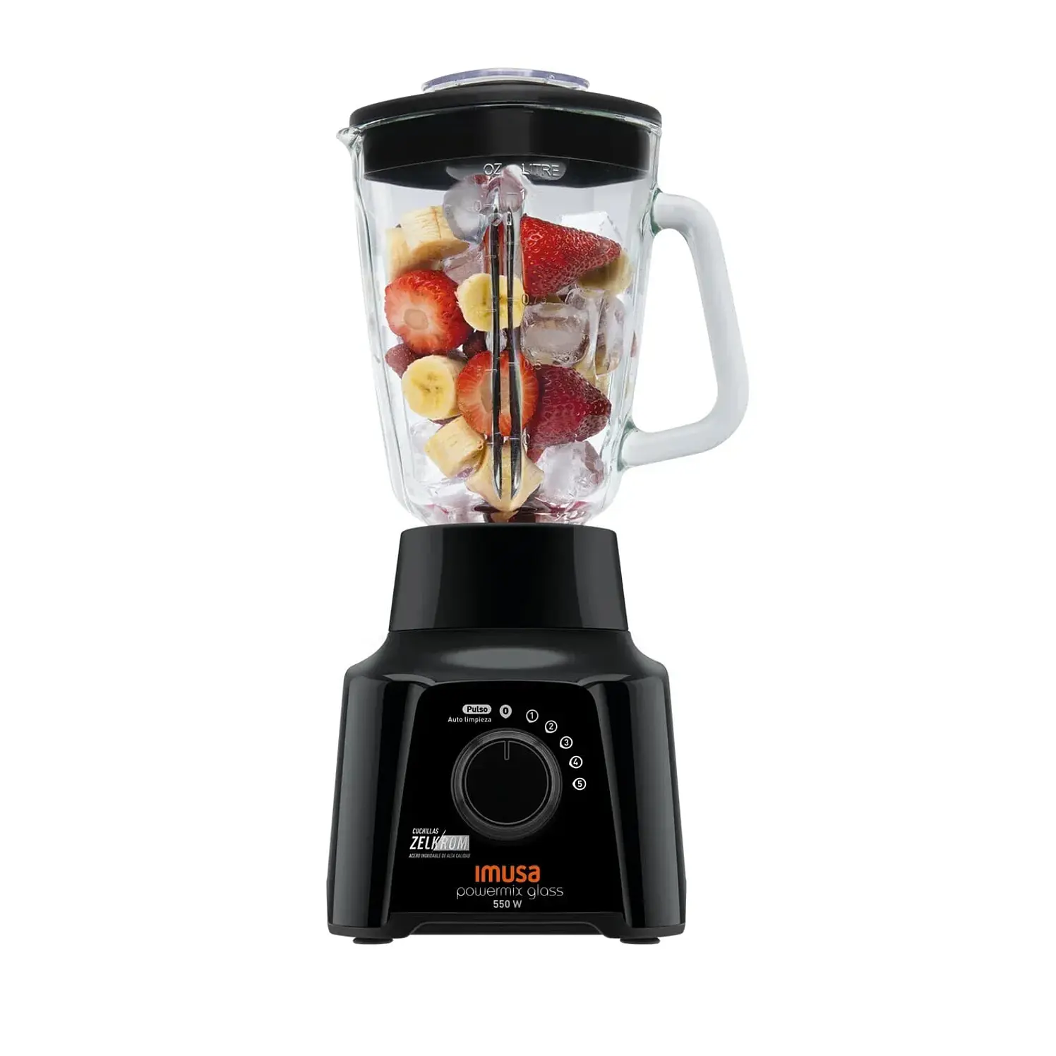 Licuadora Imusa Powermix Glass 5 Velocidades 550 Watts Negra
