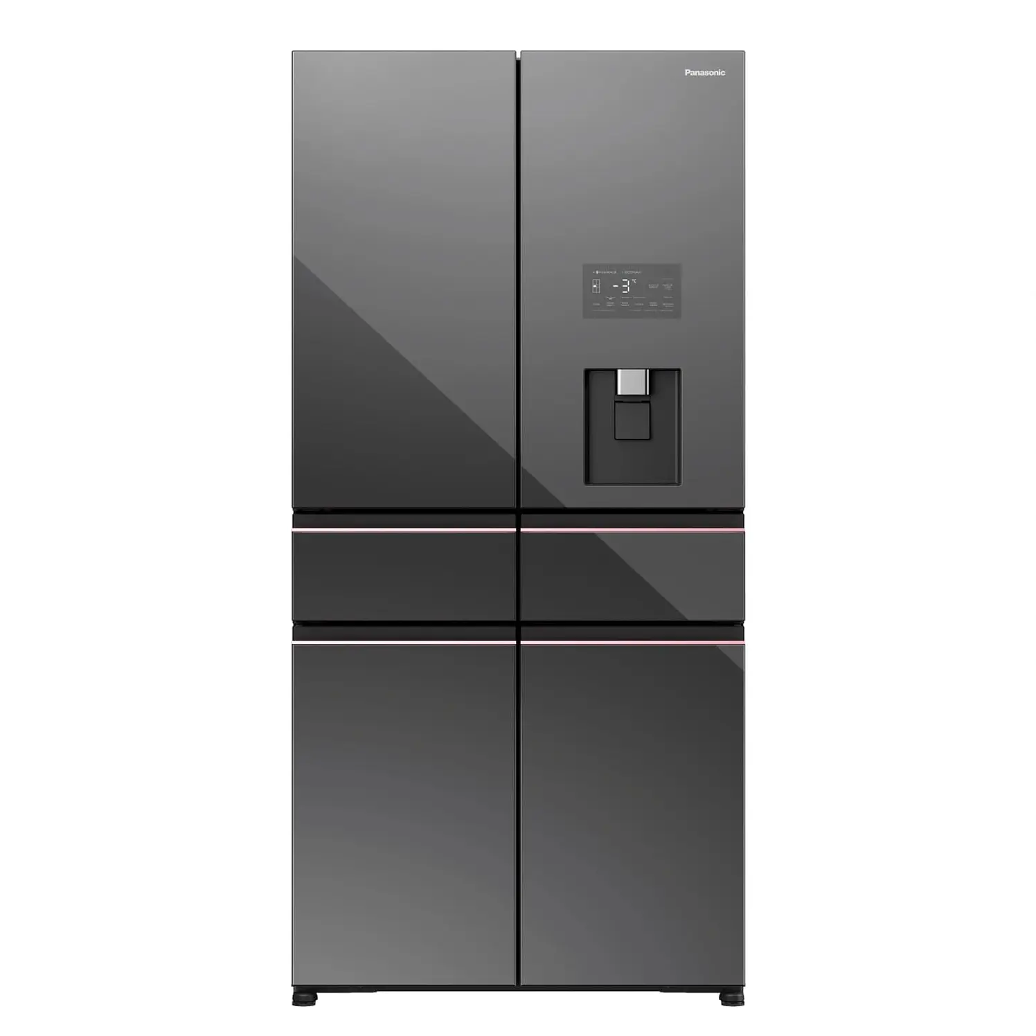 Nevecón Panasonic 634 L Tipo Europeo Fm91 Vidrio Gris Oscuro