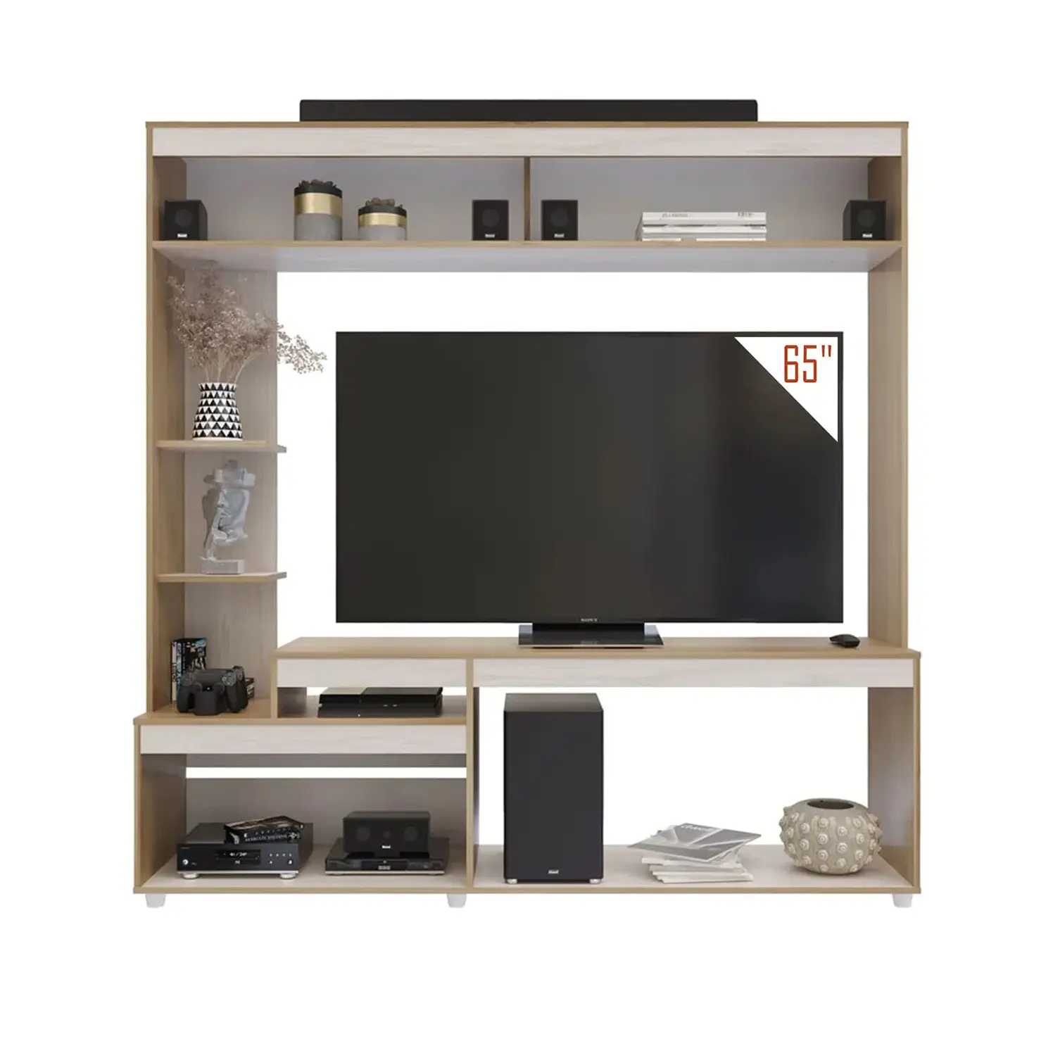 Centro Maderkit De Entretenimiento Amadeo Rovere Para TV 65