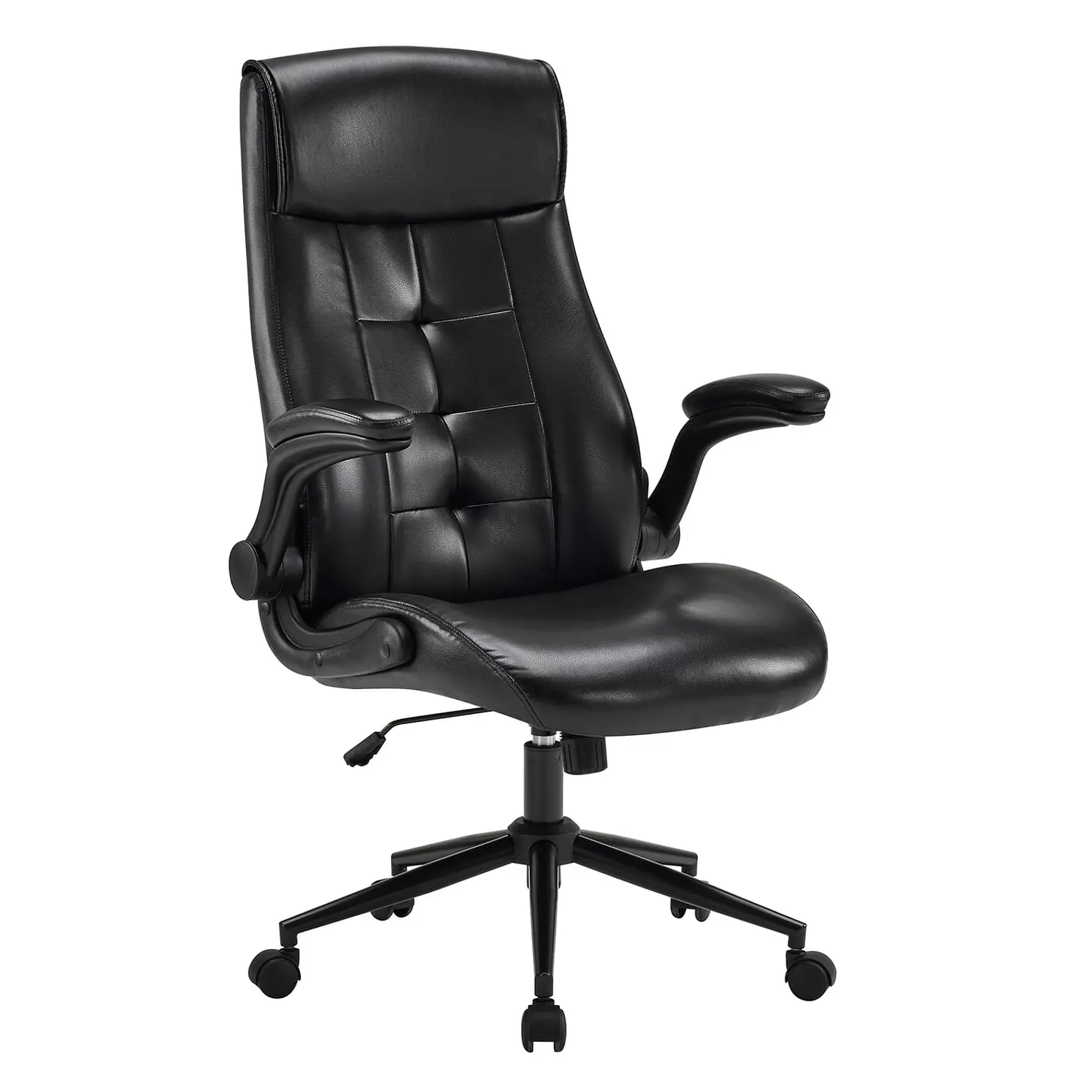 Silla De Oficina Tukasa Cristian Negra Acolchada En Ecocuero