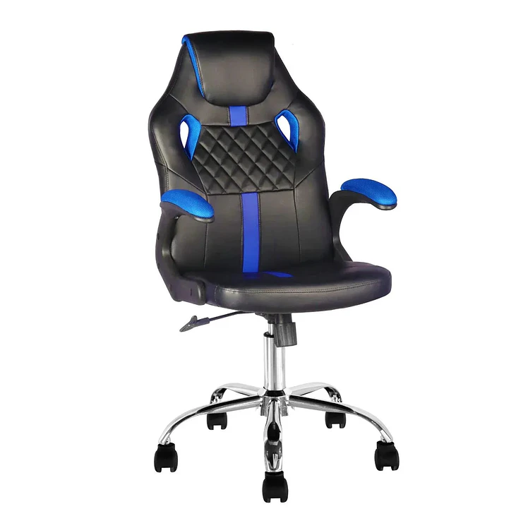 Silla Gamer Tukasa 5638 Negro Azul En Ecocuero