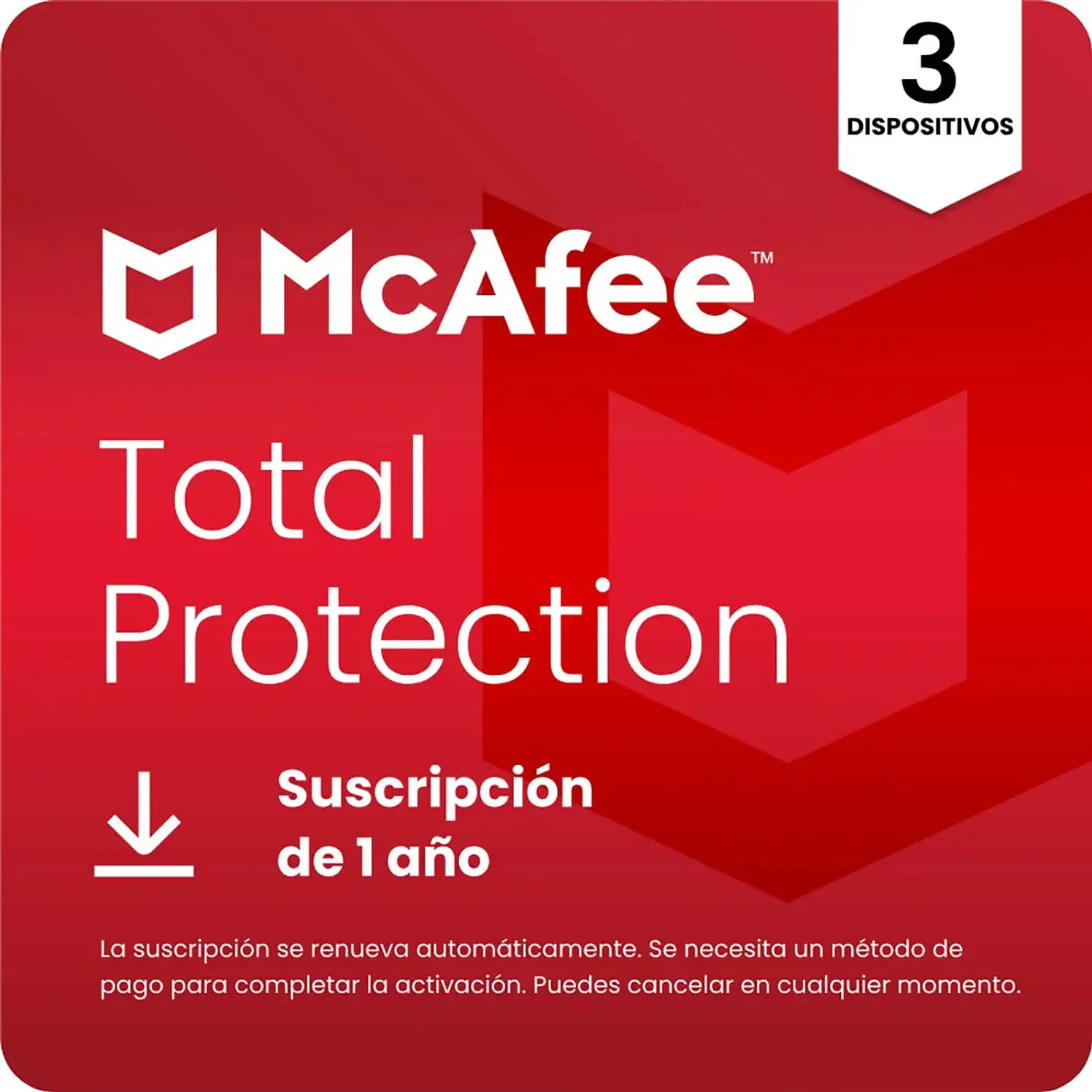 Pin Virtual Mcafee 3 Dispositivo 1 Año