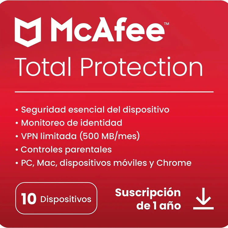 Pin Antivirus Mcafee Total Protection 10 Dispositivos 1 Año