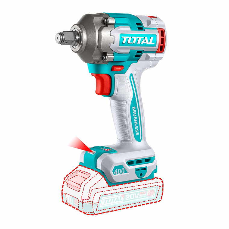 KIT LLAVE DE IMPACTO + LÁMPARA 20V CON DADOS Y PUNTAS – TOTAL (TOSLI23048) 2