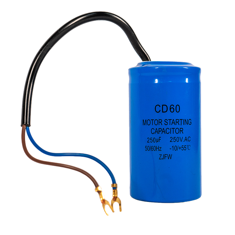 CONDENSADOR DE PARTIDA 250 µF CON CABLE (MOTOR 3 HP) – PVL 1