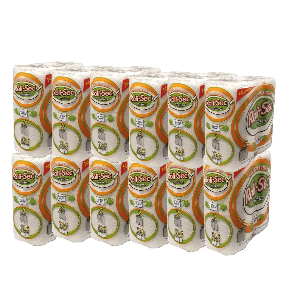 Bolsón toalla de papel 12.6 m doble hoja (24 rollos) 1