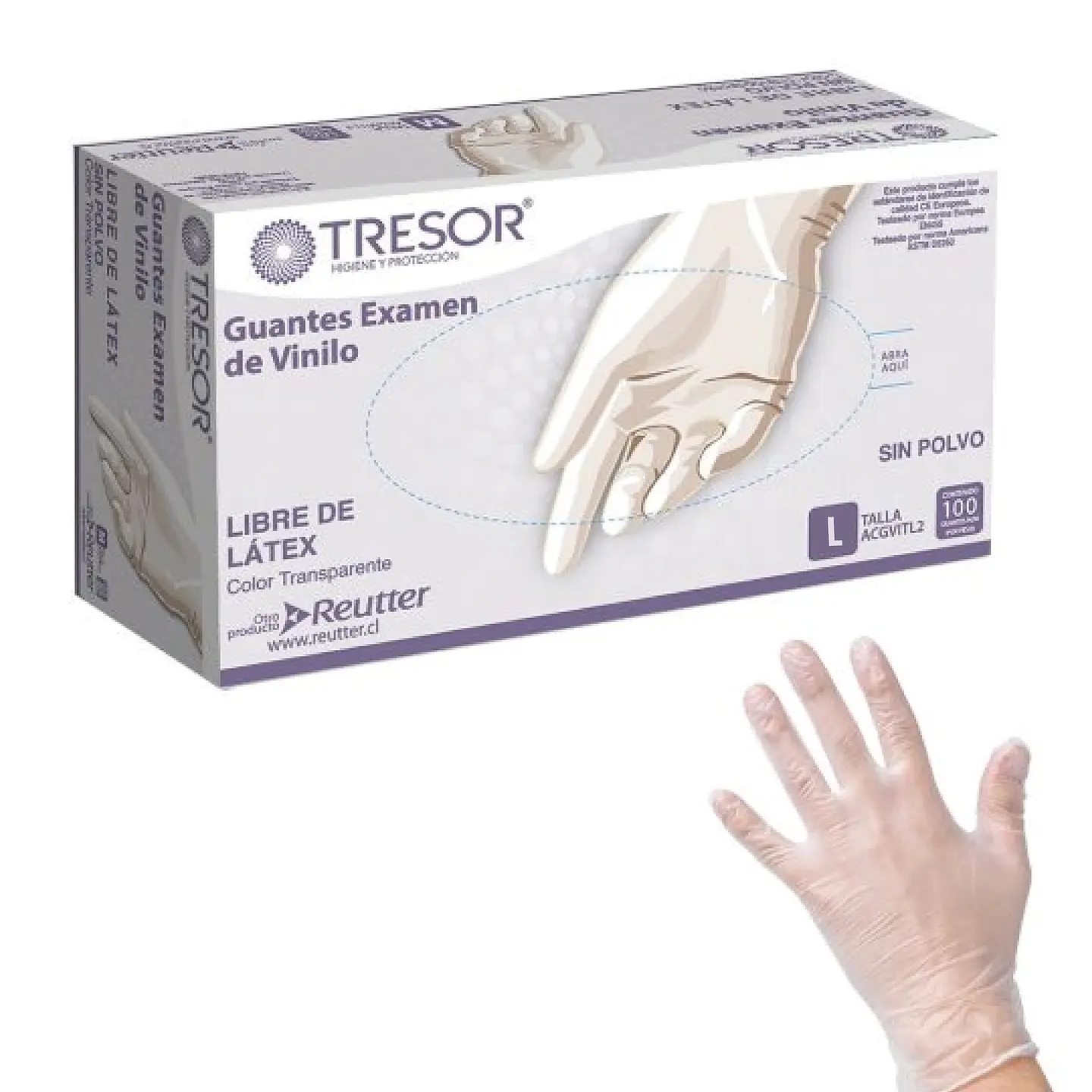 Guantes de examinación vinilo transparente TALLA L 1