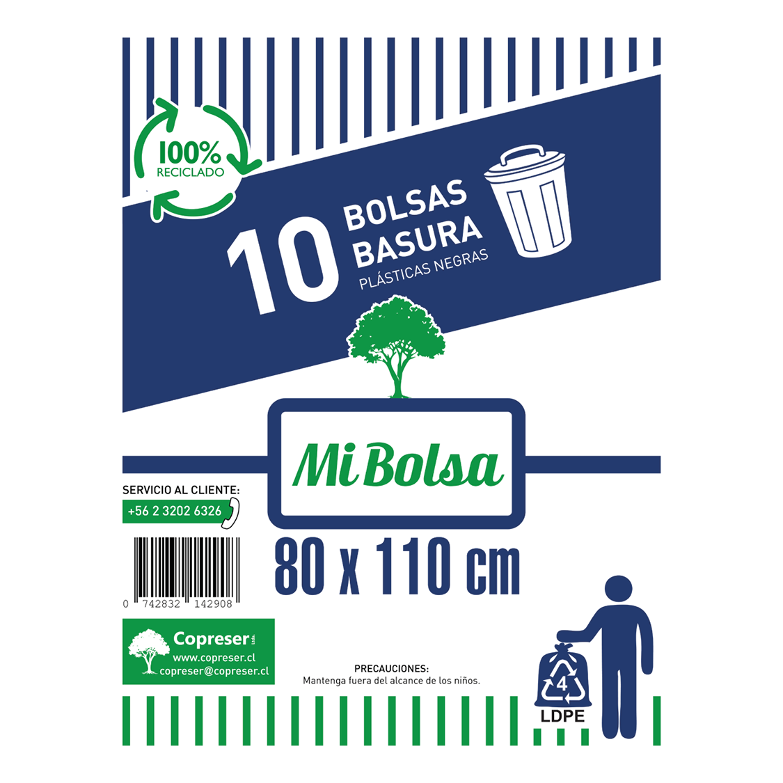 Bolsas de basura 80 x 110 cm (10 unidades)