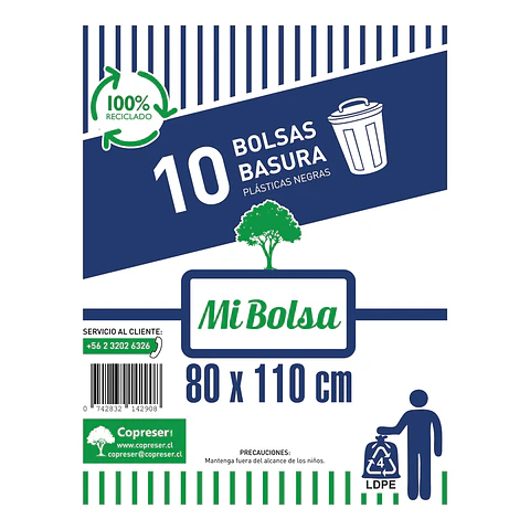 Bolsas de basura 80 x 110 cm (10 unidades)