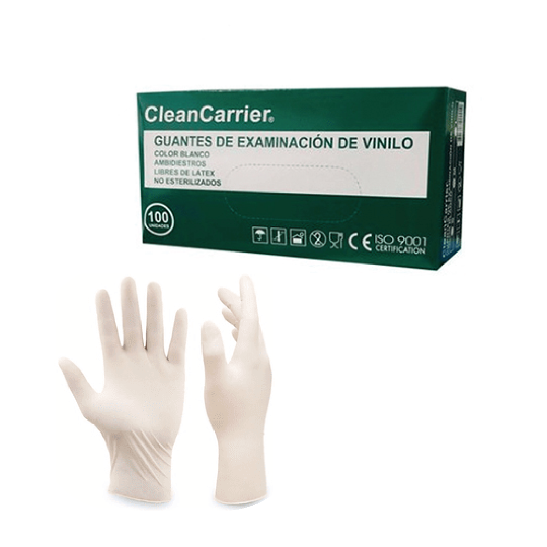 Guantes de examinación vinilo blanco talla M