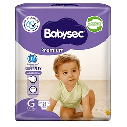 Pañales Babysec Premium talla G (18 unidades)