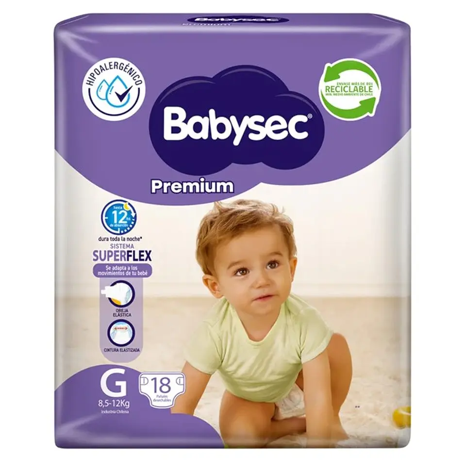 Pañales Babysec Premium talla G (18 unidades) 1