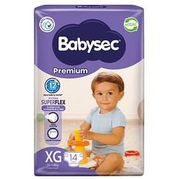 Pañales Babysec Premium talla XG (14 unidades)