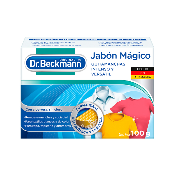 Jabón Mágico Quitamanchas Intensas para Ropa y Tapicería 100 gr Dr. Beckmann. Producto Alemán Sustentable