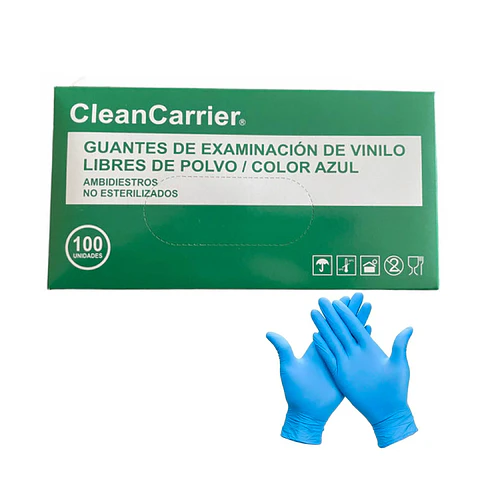 Guantes de examinación vinilo azul TALLA L