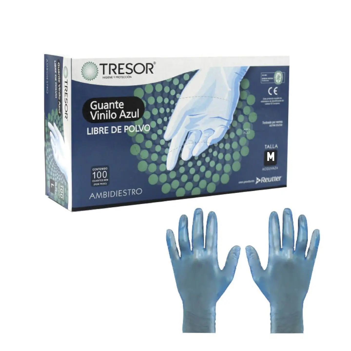 Guantes de examinación vinilo azul TALLA M 1