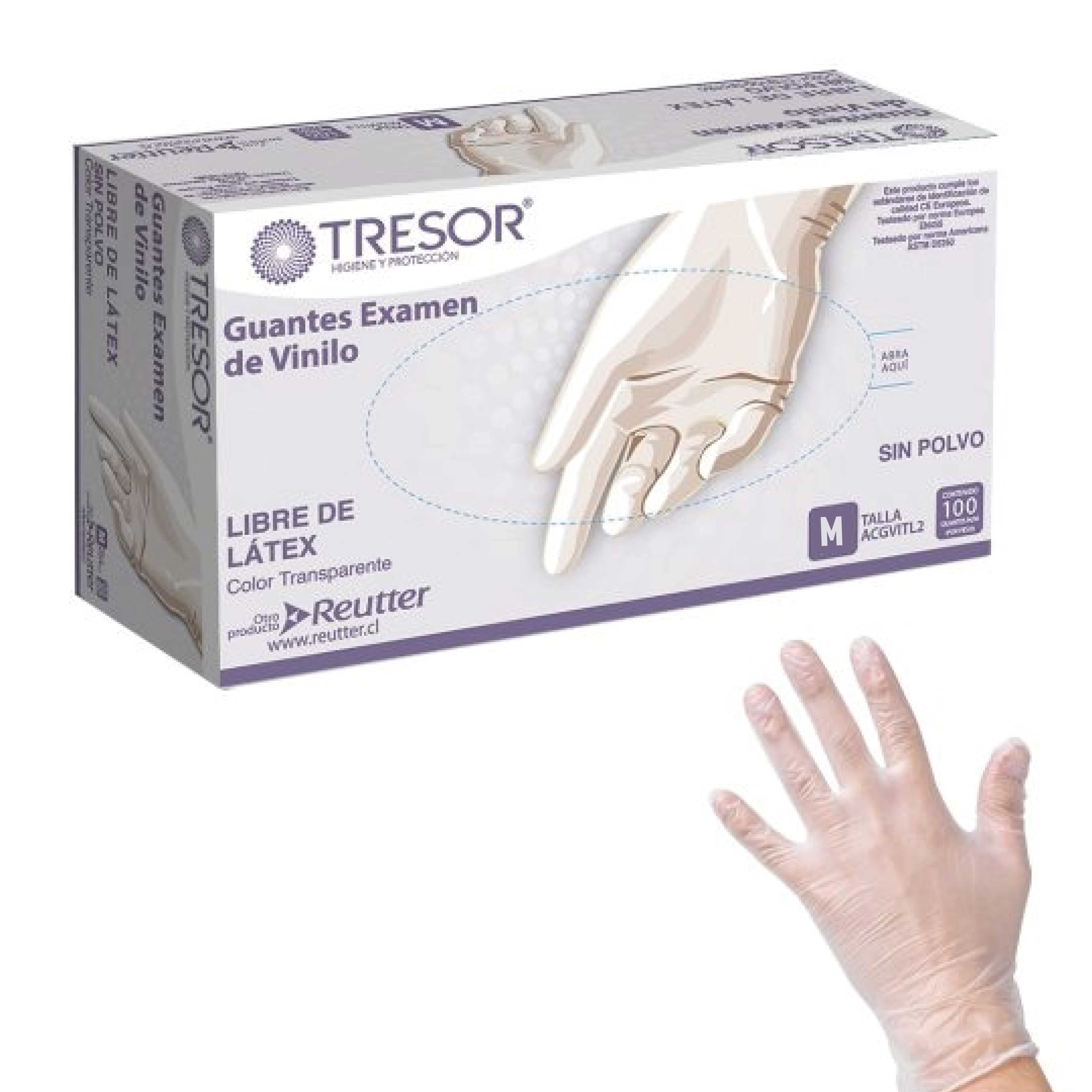 Guantes de examinación vinilo transparente TALLA M