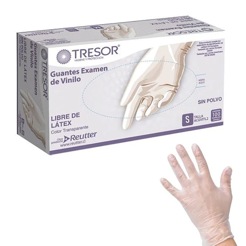 Guantes de examinación vinilo transparente TALLA S