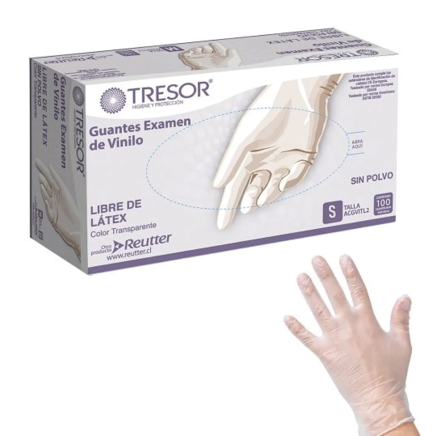 Guantes de examinación vinilo transparente TALLA S 1