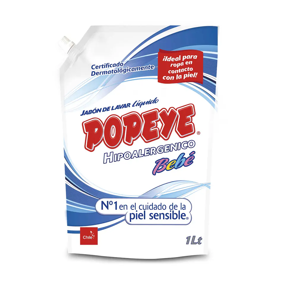 Jabón líquido ropa hipoalergénico bebé Popeye 1L 1