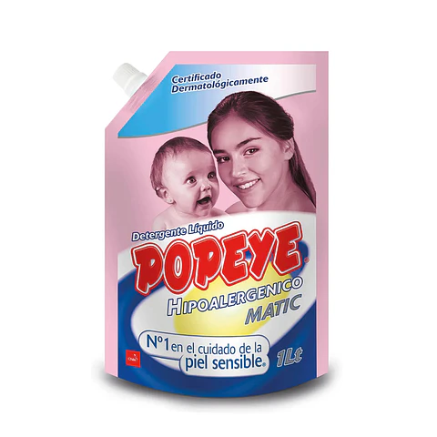 Detergente de ropa líquido hipoalergénico Popeye 1L