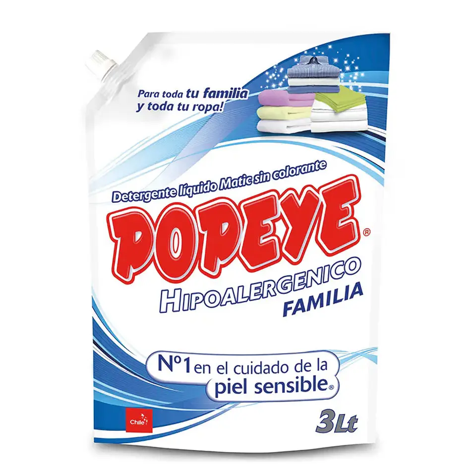 Detergente de ropa líquido Popeye 3L 1
