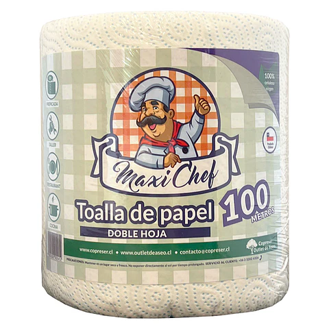 Toalla de papel doble hoja 100m