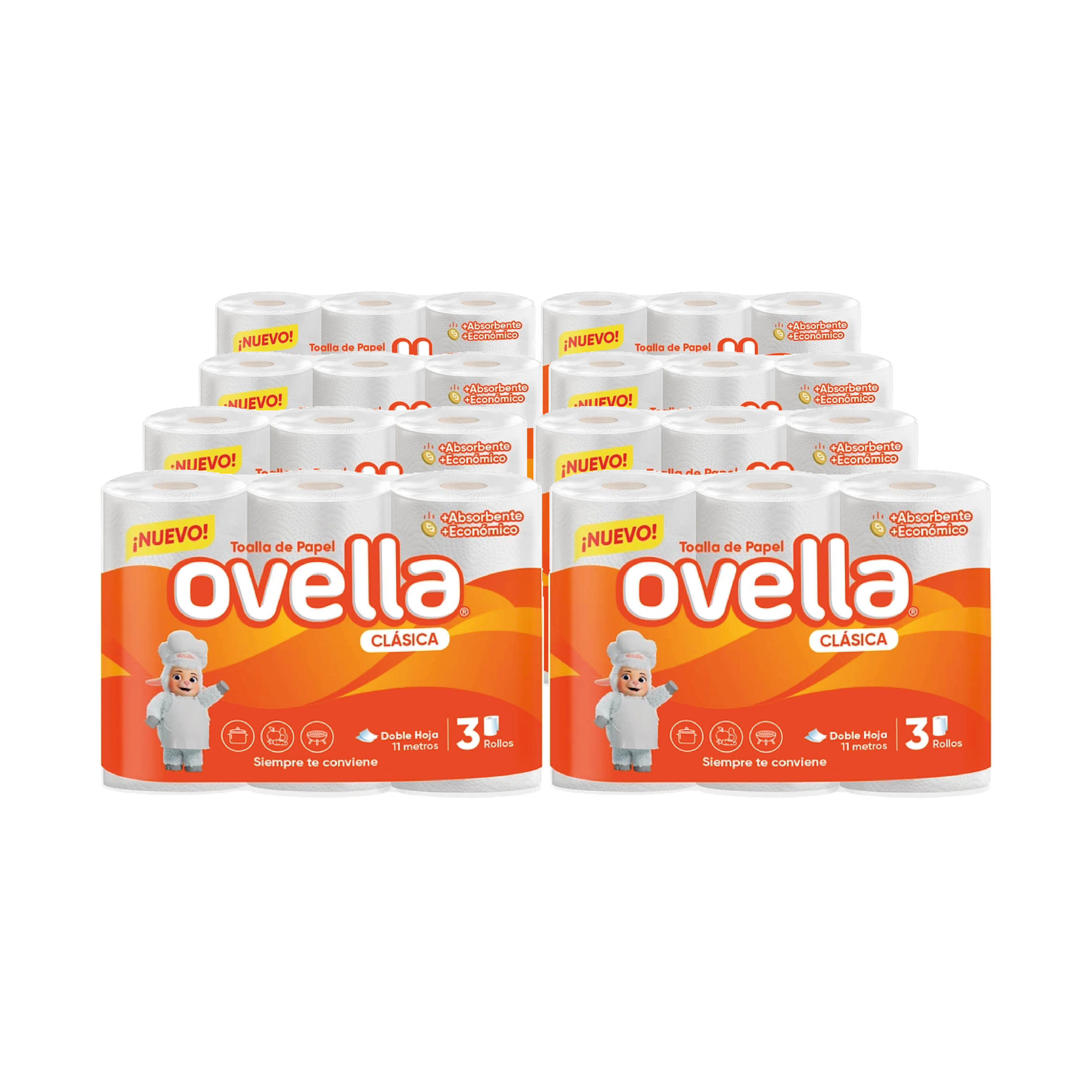 Bolsón toalla de papel 11 m doble hoja (24 rollos)