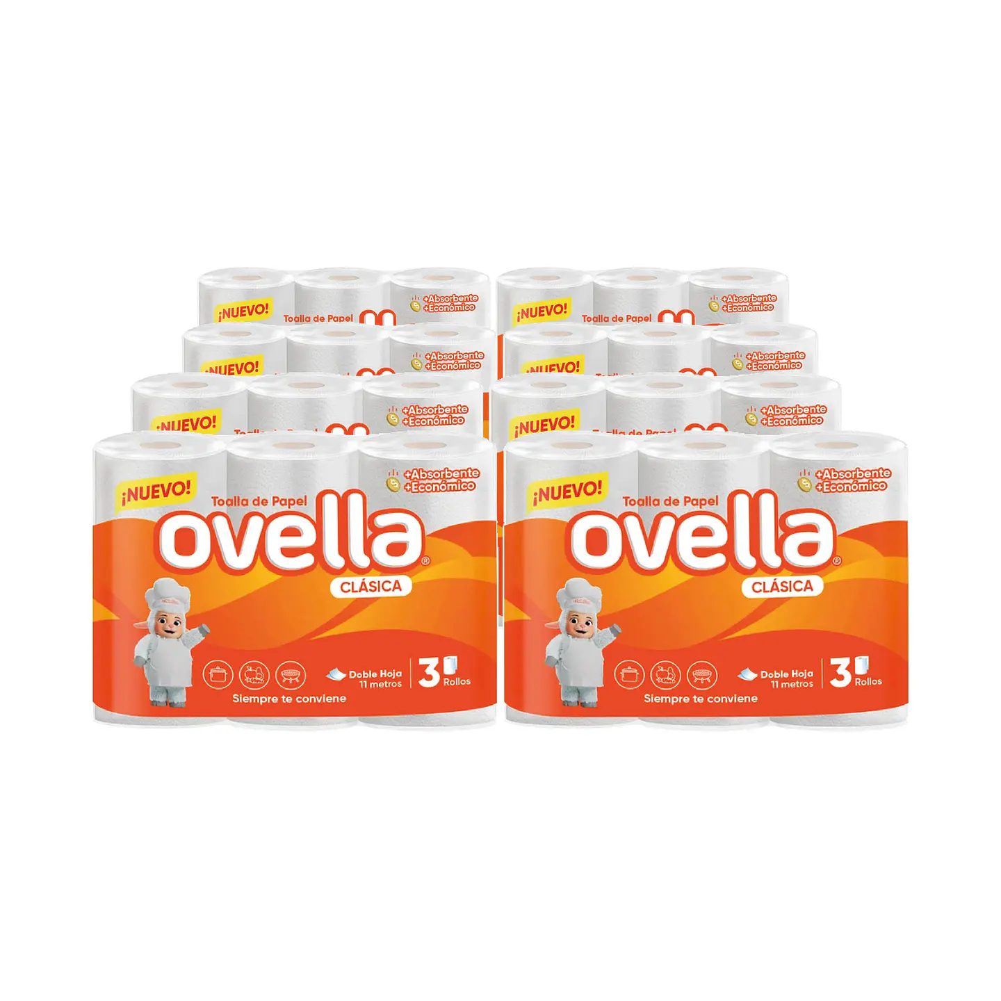 Bolsón toalla de papel 11 m doble hoja (24 rollos) 1